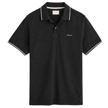 Black - Front - Gant Mens Embroidered Pique Polo Shirt