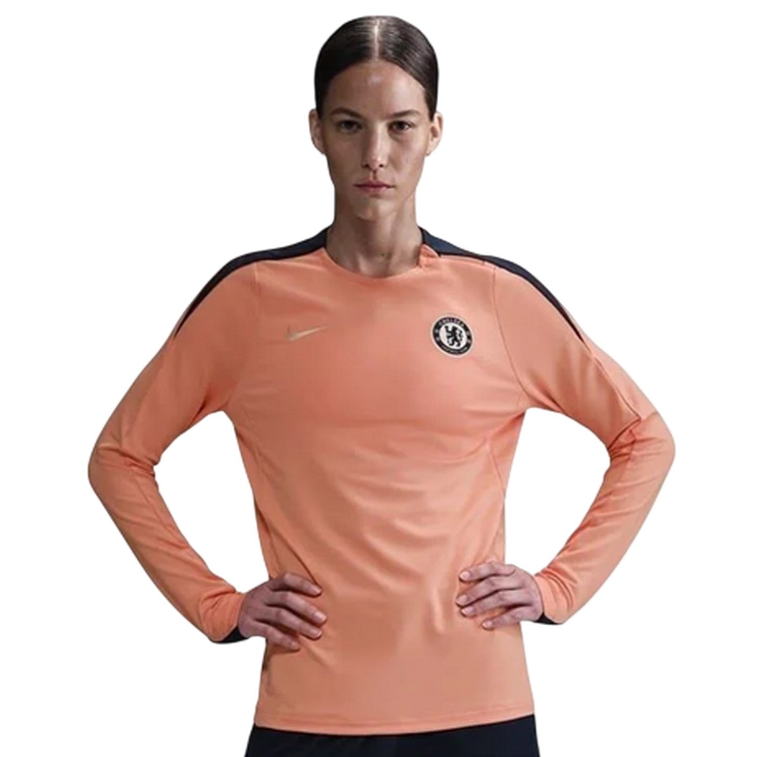 Apricot-Guava - Front - Nike Womens-Ladies Chelsea FC Logo Raglan Drill Top