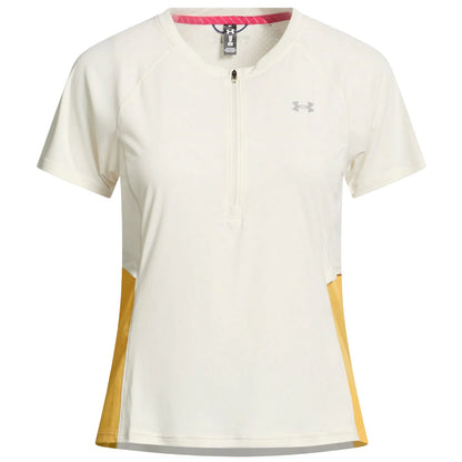 White-Yellow - Front - Under Armour Womens-Ladies Trail Run Half Zip Top