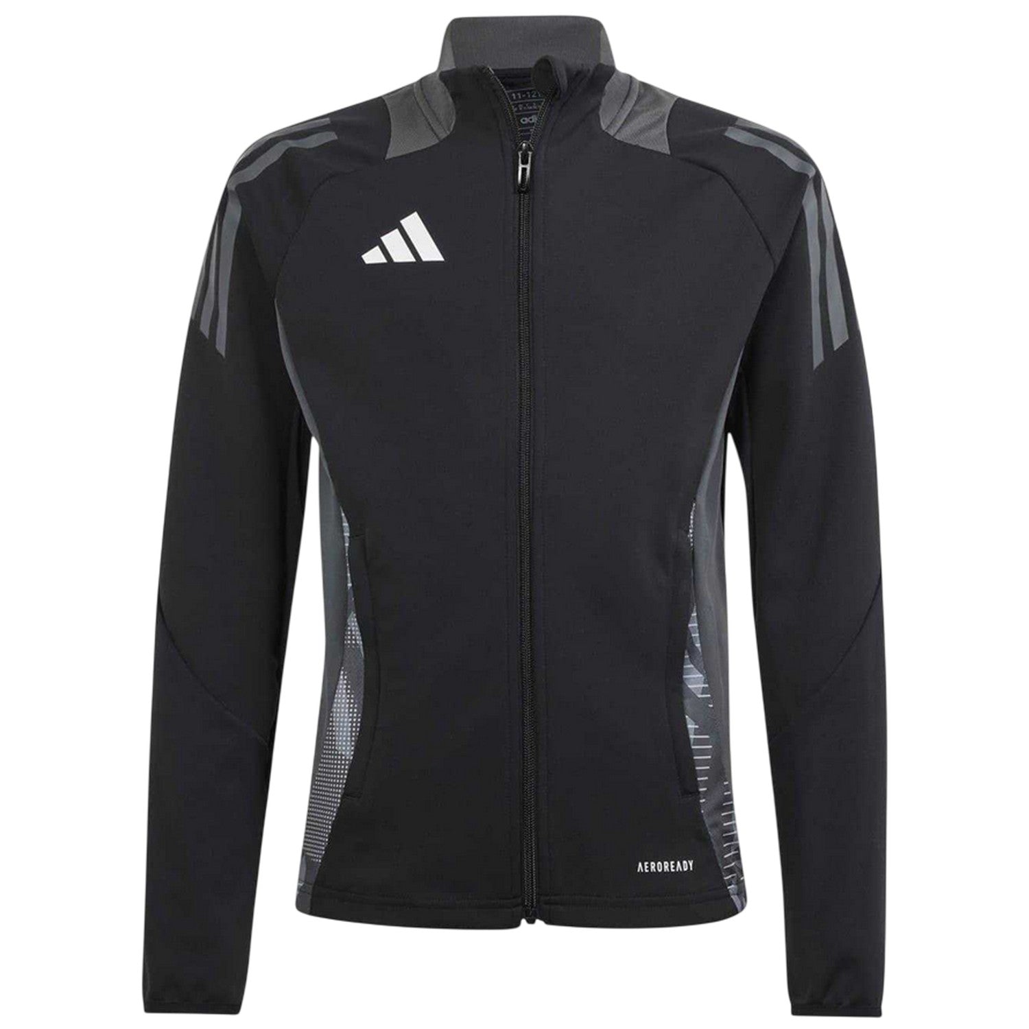 Black-Dark Grey - Front - Adidas Childrens-Kids Tiro 24 Funnel Neck Raglan Track Top
