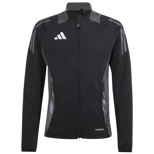 Black-Dark Grey - Front - Adidas Childrens-Kids Tiro 24 Funnel Neck Raglan Track Top