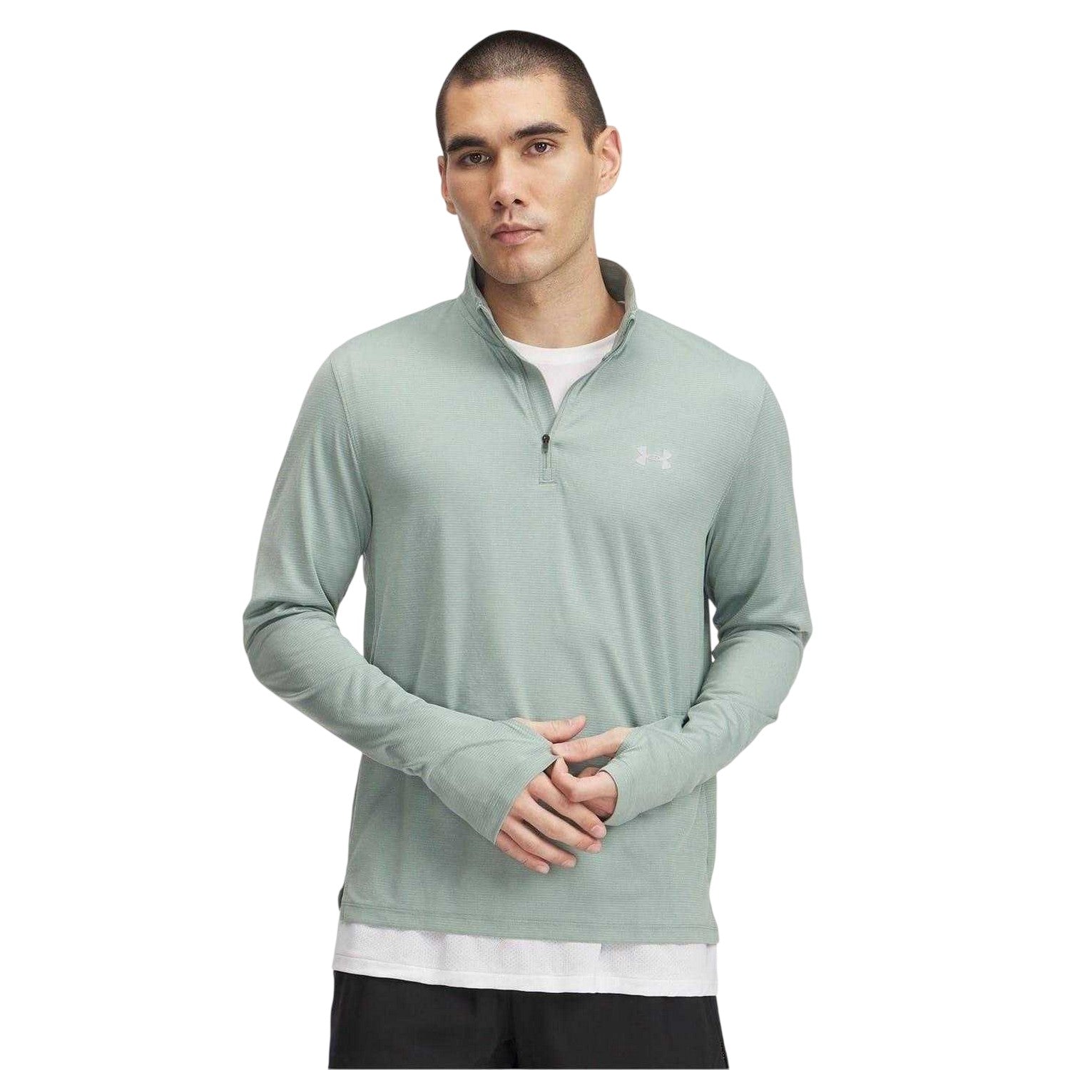 Green - Front - Under Armour Mens Launch Quarter Zip Track Top