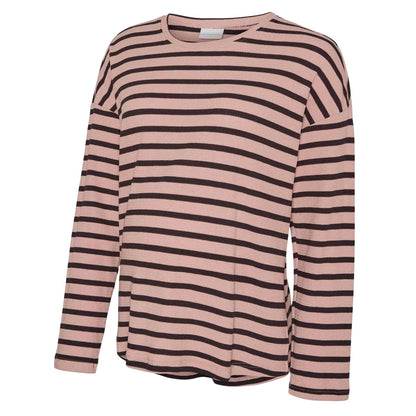 Pink - Front - Mamalicious Womens-Ladies Mlsille Striped Long-Sleeved T-Shirt