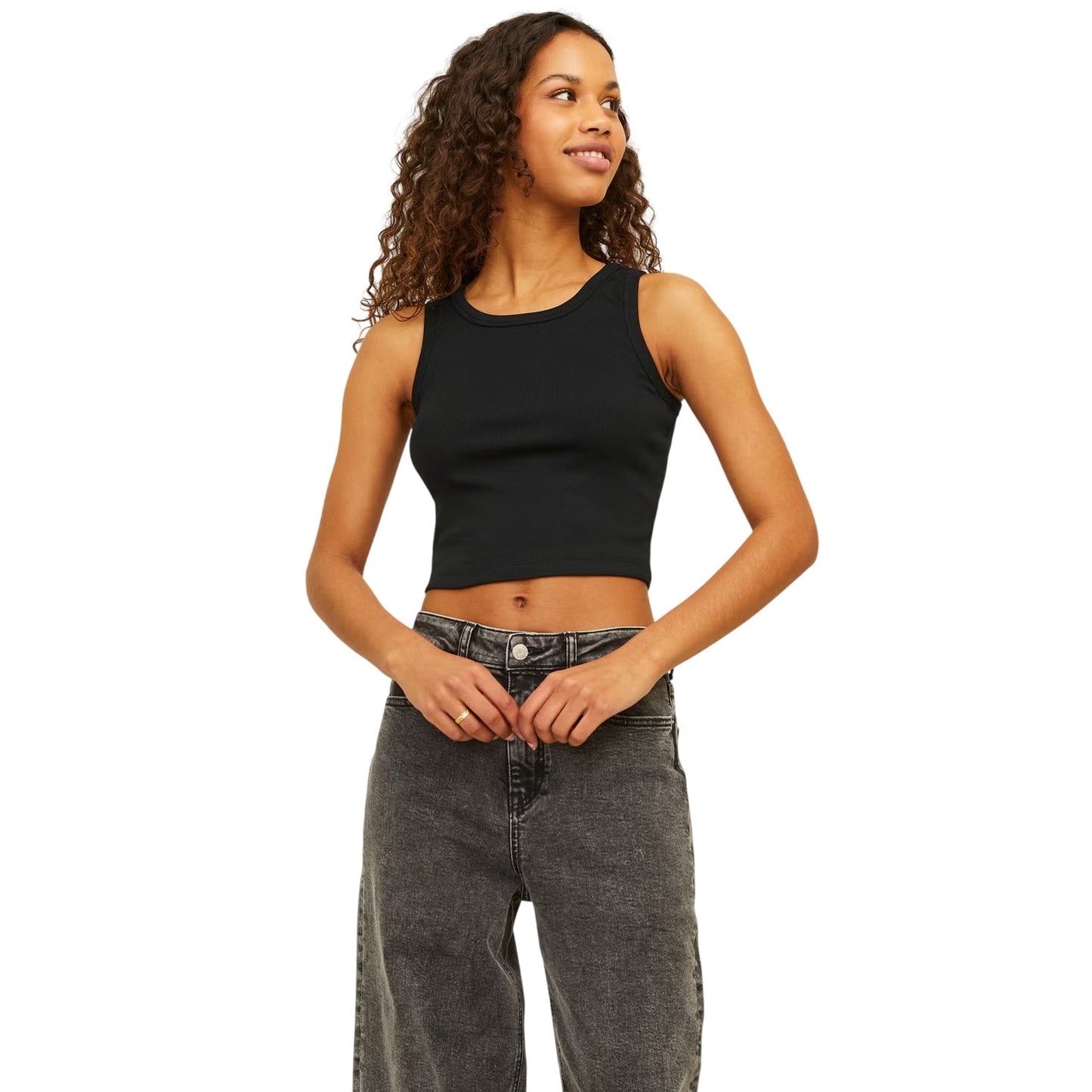 Black - Lifestyle - JJXX Womens-Ladies Ribbed Sleeveless Top
