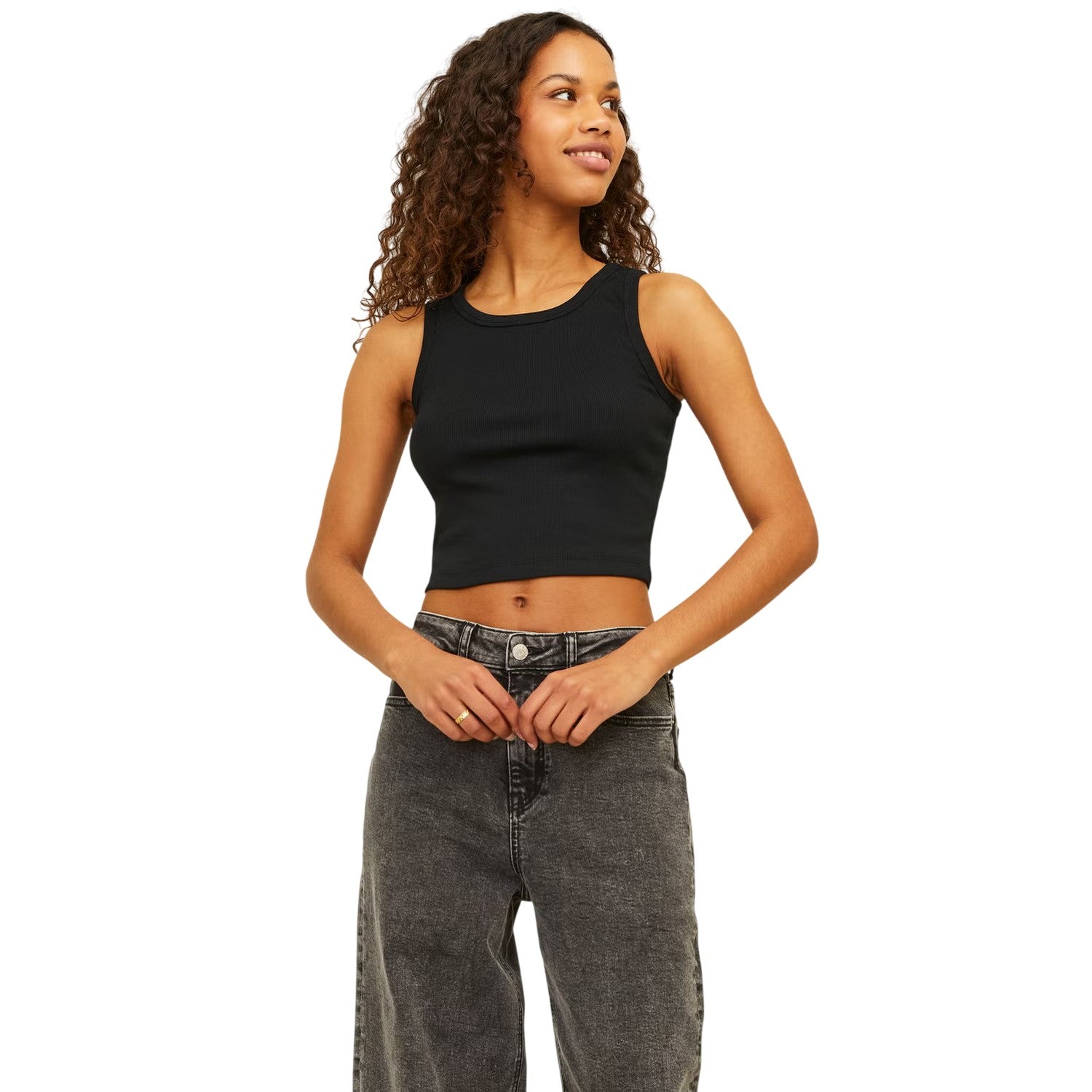 Black - Lifestyle - JJXX Womens-Ladies Ribbed Sleeveless Top