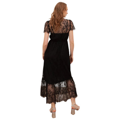 Black - Back - Lovedrobe Womens-Ladies Lace Midi Dress