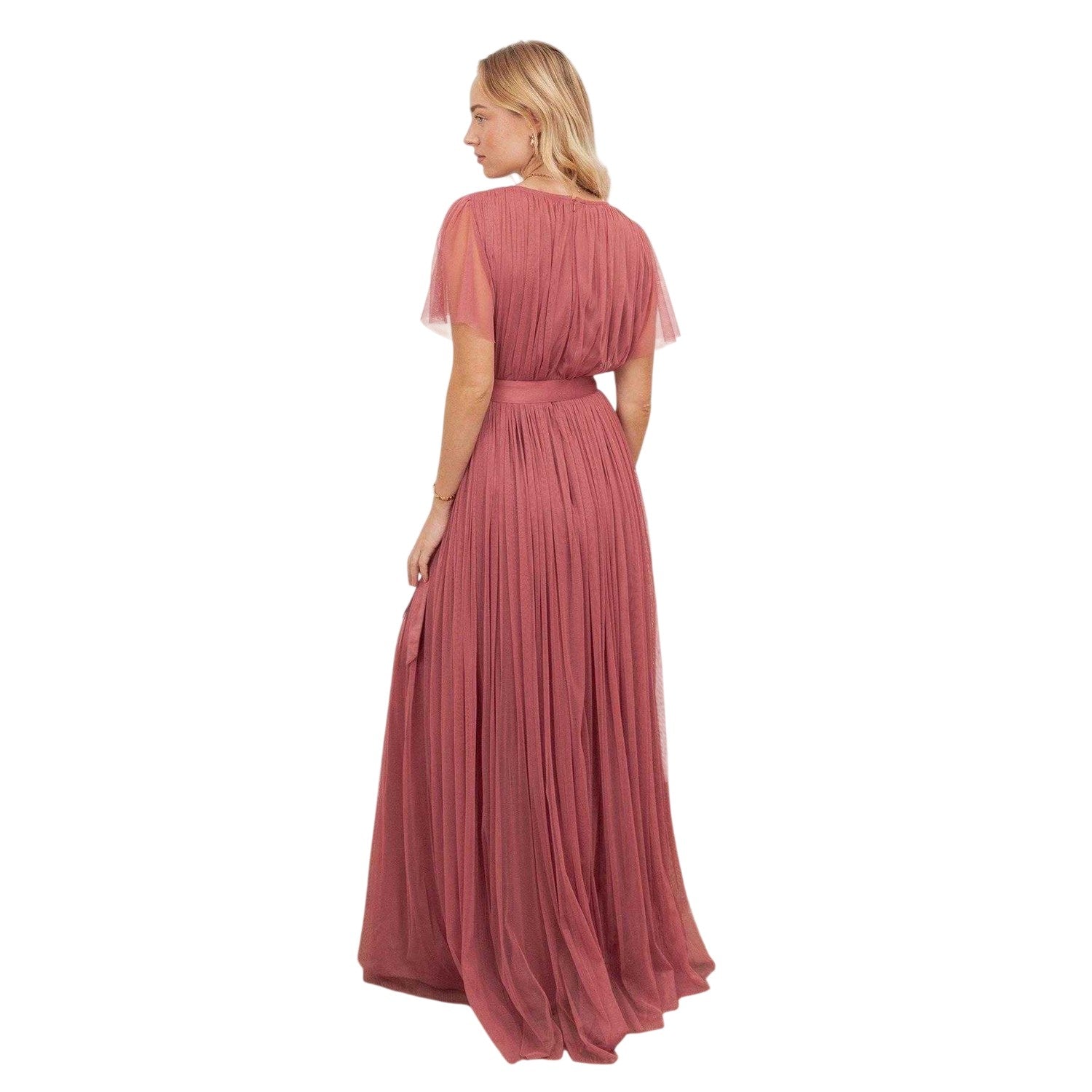 Rose - Back - Anaya With Love Womens-Ladies Wrap Fitted Flutter Bridesmaid Maxi Dress