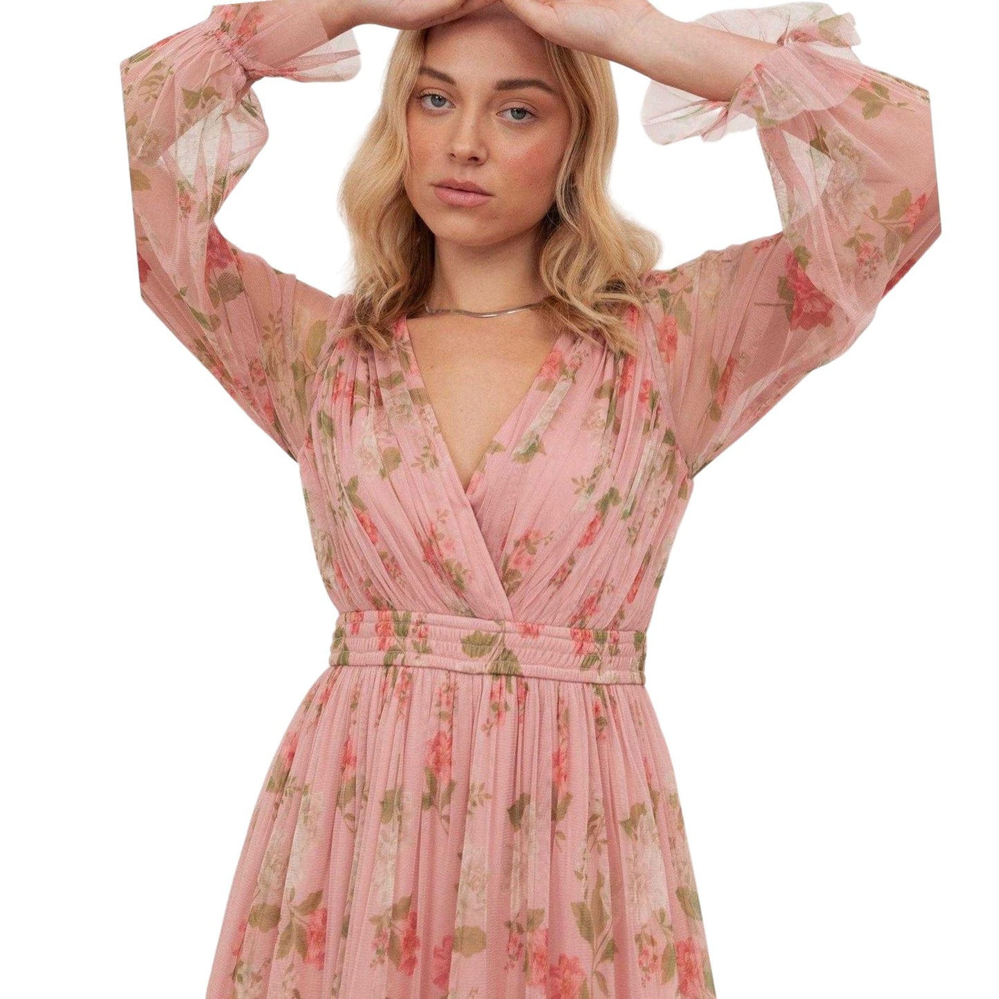 Pink - Side - Anaya With Love Womens-Ladies Floral Long-Sleeved Maxi Dress