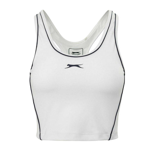 White - Front - Slazenger Womens-Ladies Logo Racerback Vest Top