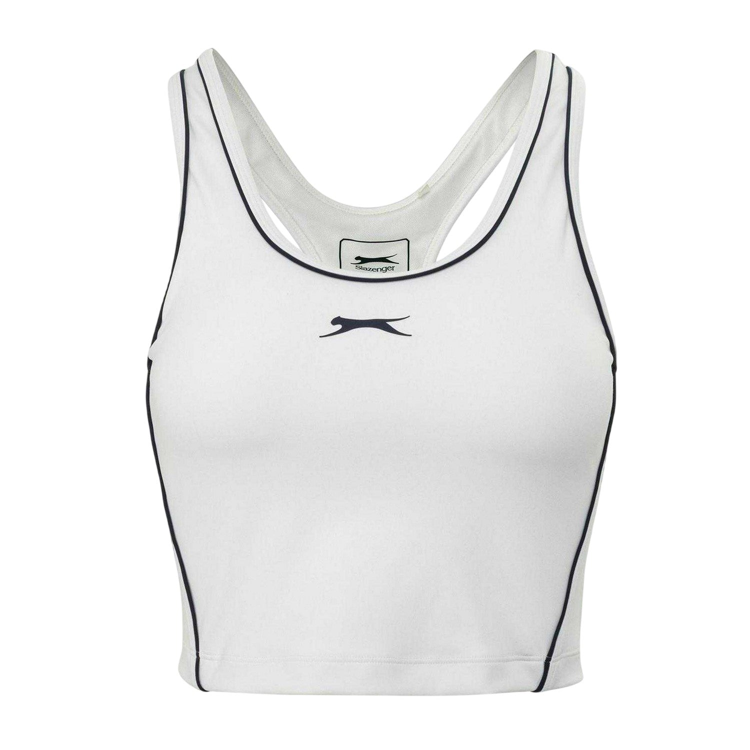 White - Front - Slazenger Womens-Ladies Logo Racerback Vest Top