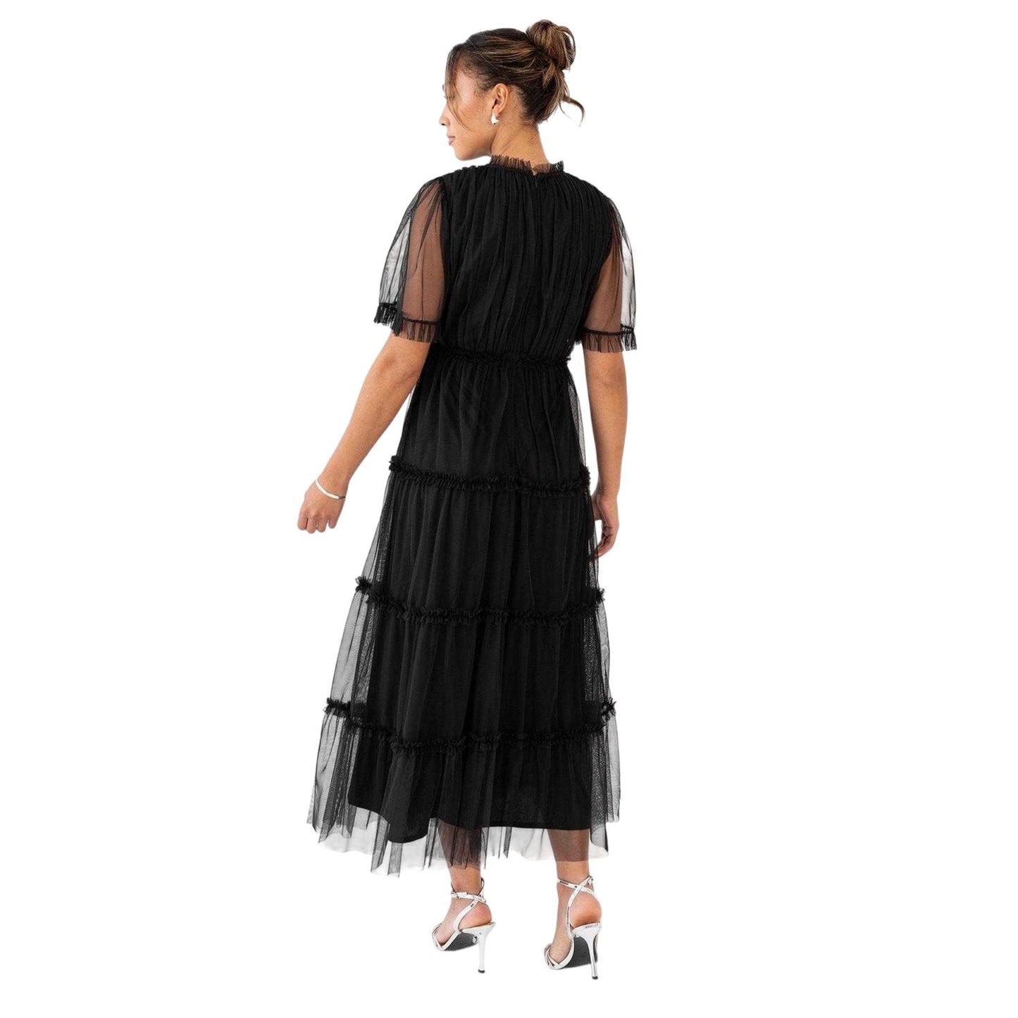 Black - Back - Anaya With Love Womens-Ladies Tulle Keyhole Maxi Dress