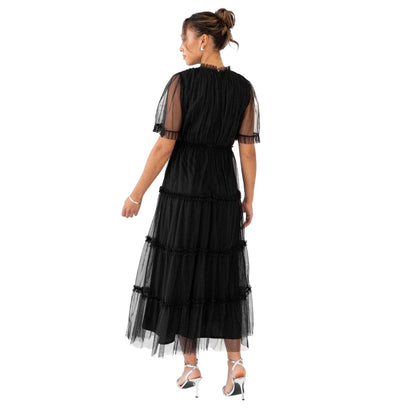 Black - Back - Anaya With Love Womens-Ladies Tulle Keyhole Maxi Dress