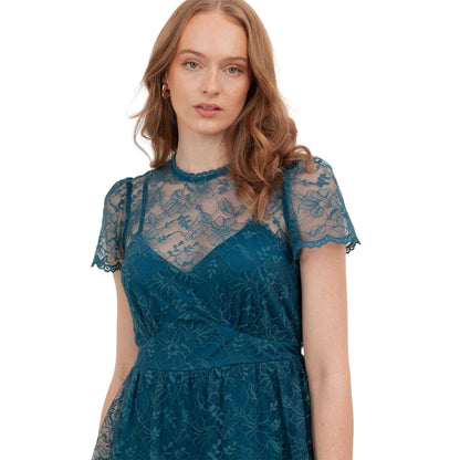 Teal Green - Lifestyle - Lovedrobe Womens-Ladies Floral Lace Mini Dress