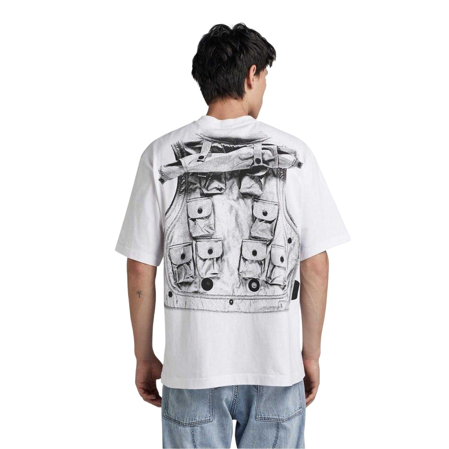 White-Grey - Back - G-Star Mens Archive Graphic Boxy T-Shirt