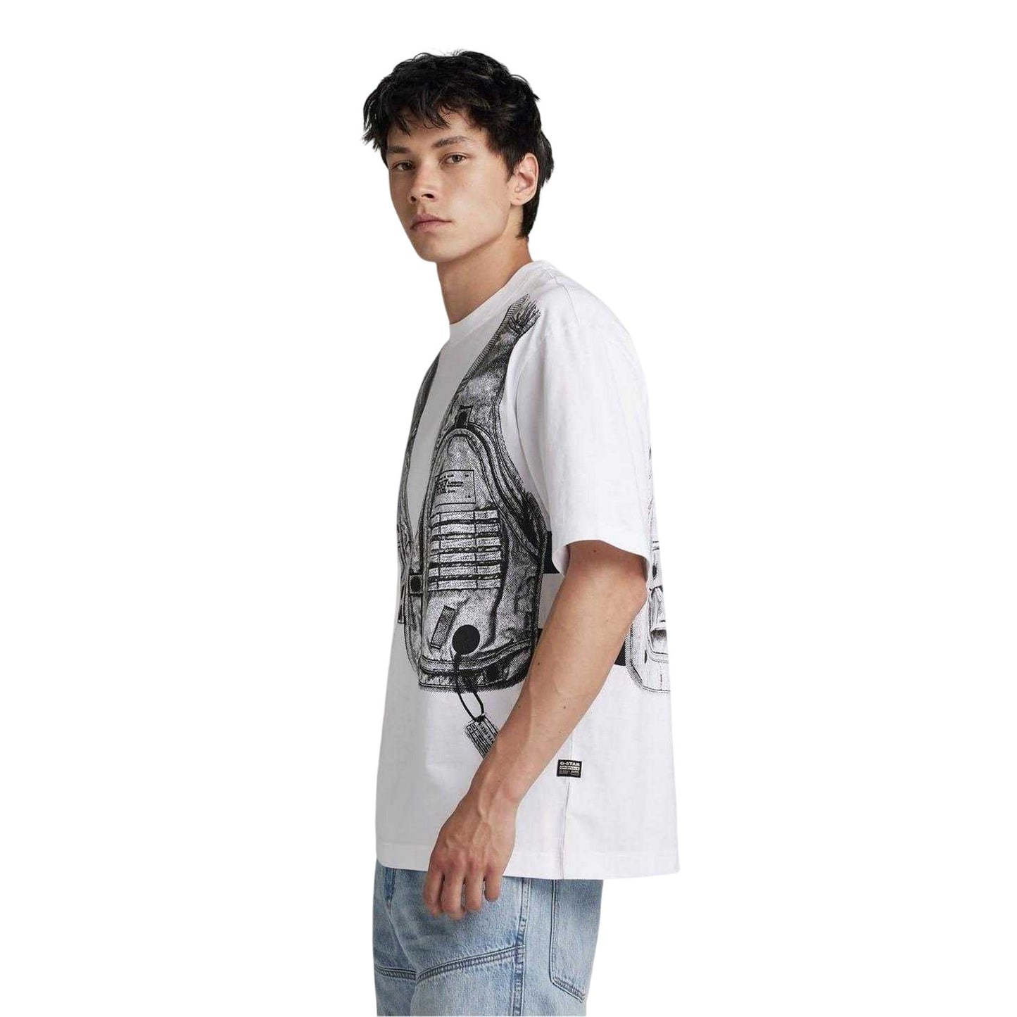 White-Grey - Side - G-Star Mens Archive Graphic Boxy T-Shirt