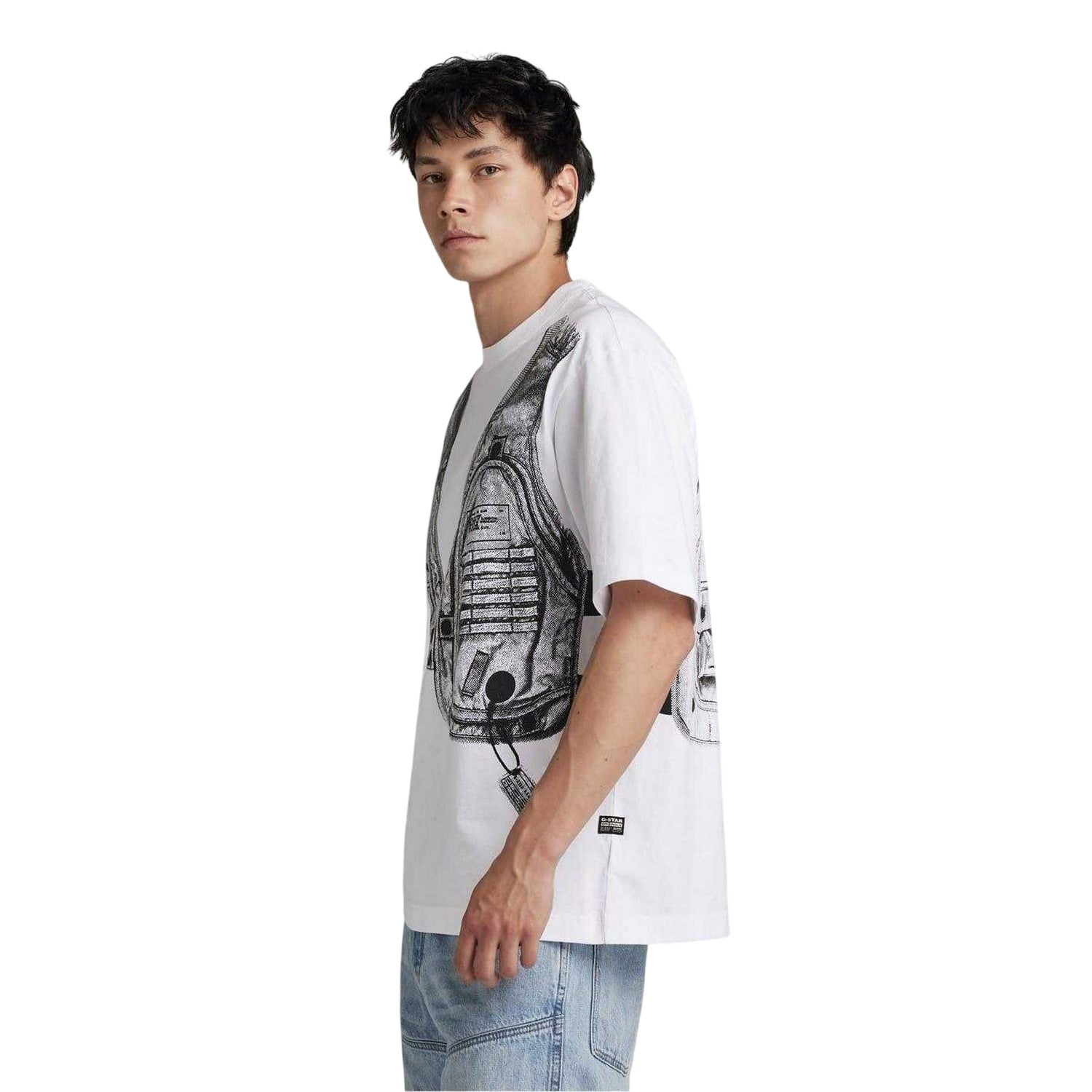 White-Grey - Side - G-Star Mens Archive Graphic Boxy T-Shirt