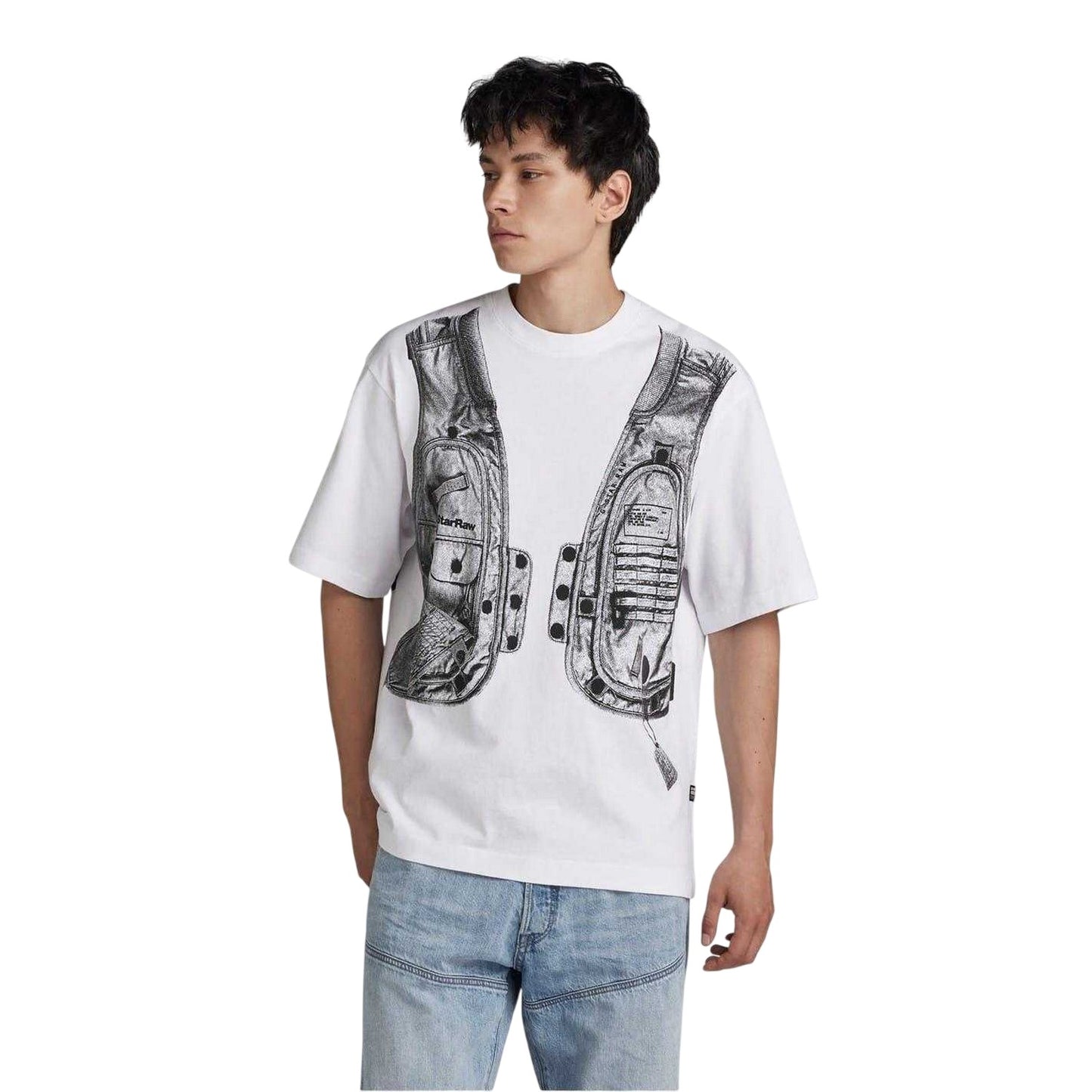 White-Grey - Front - G-Star Mens Archive Graphic Boxy T-Shirt
