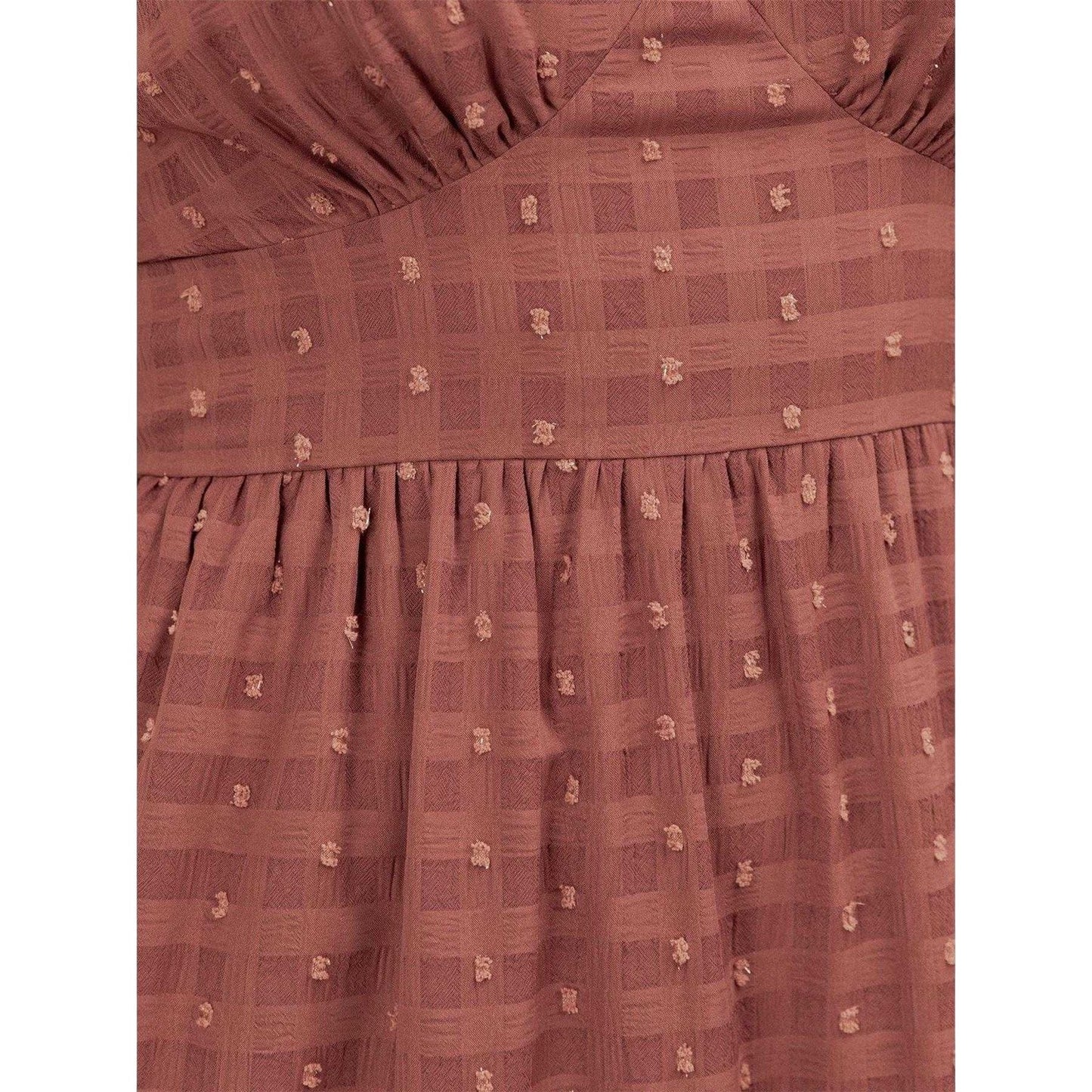 Terracotta - Lifestyle - Lovedrobe Womens-Ladies Gingham V Neck 3-4 Sleeve Midi Dress