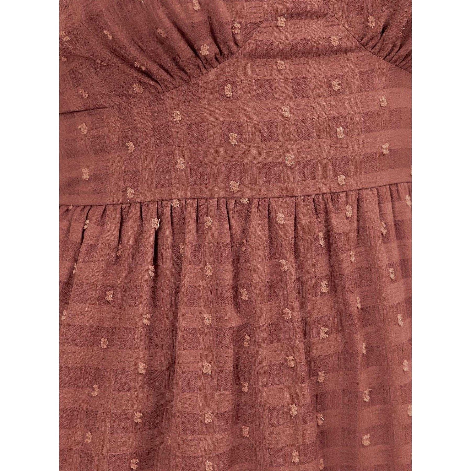 Terracotta - Lifestyle - Lovedrobe Womens-Ladies Gingham V Neck 3-4 Sleeve Midi Dress