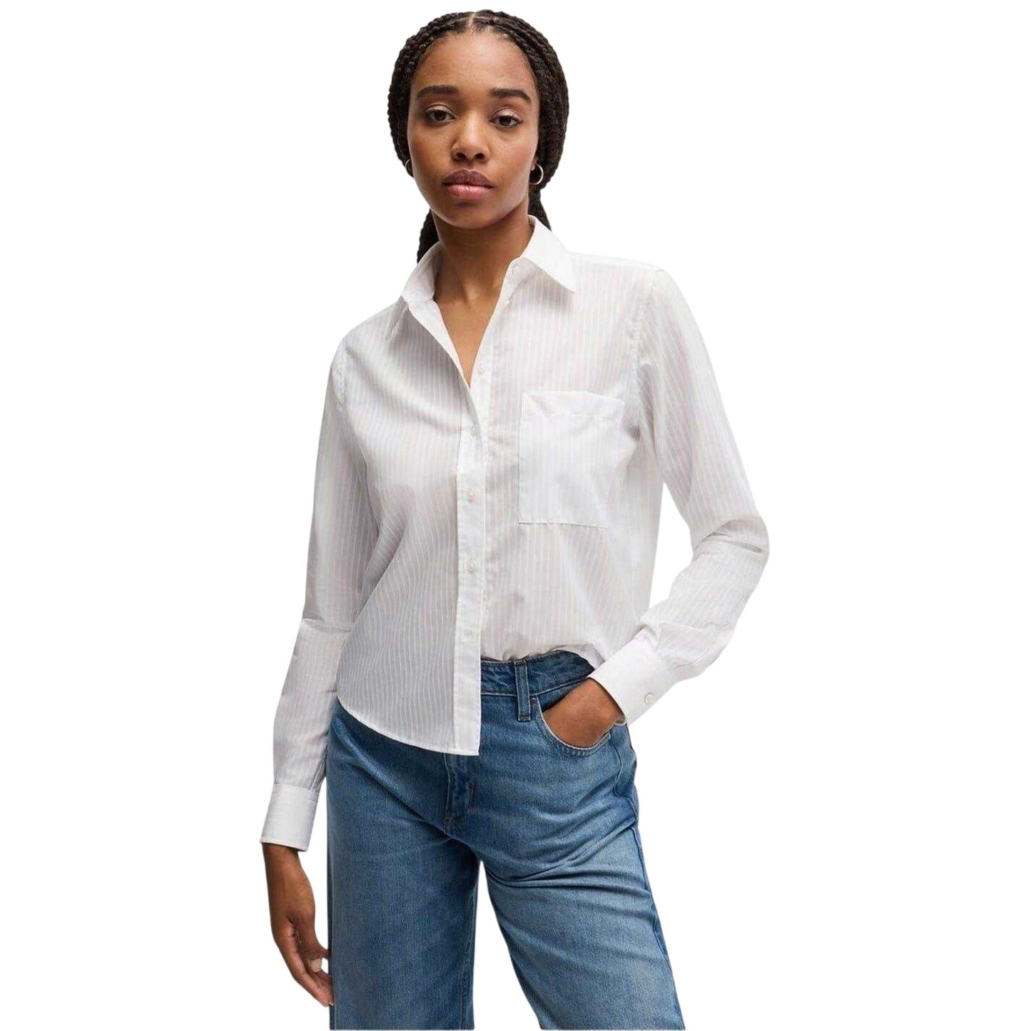 White - Front - Boss Womens-Ladies Brielle Monday Shirt