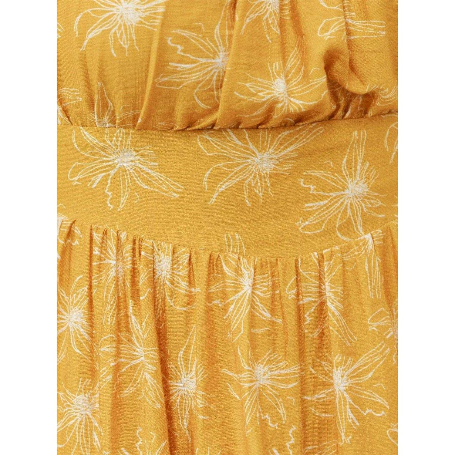 Yellow - Lifestyle - Lovedrobe Womens-Ladies Floral Square Neck Tie Sleeves Mini Dress
