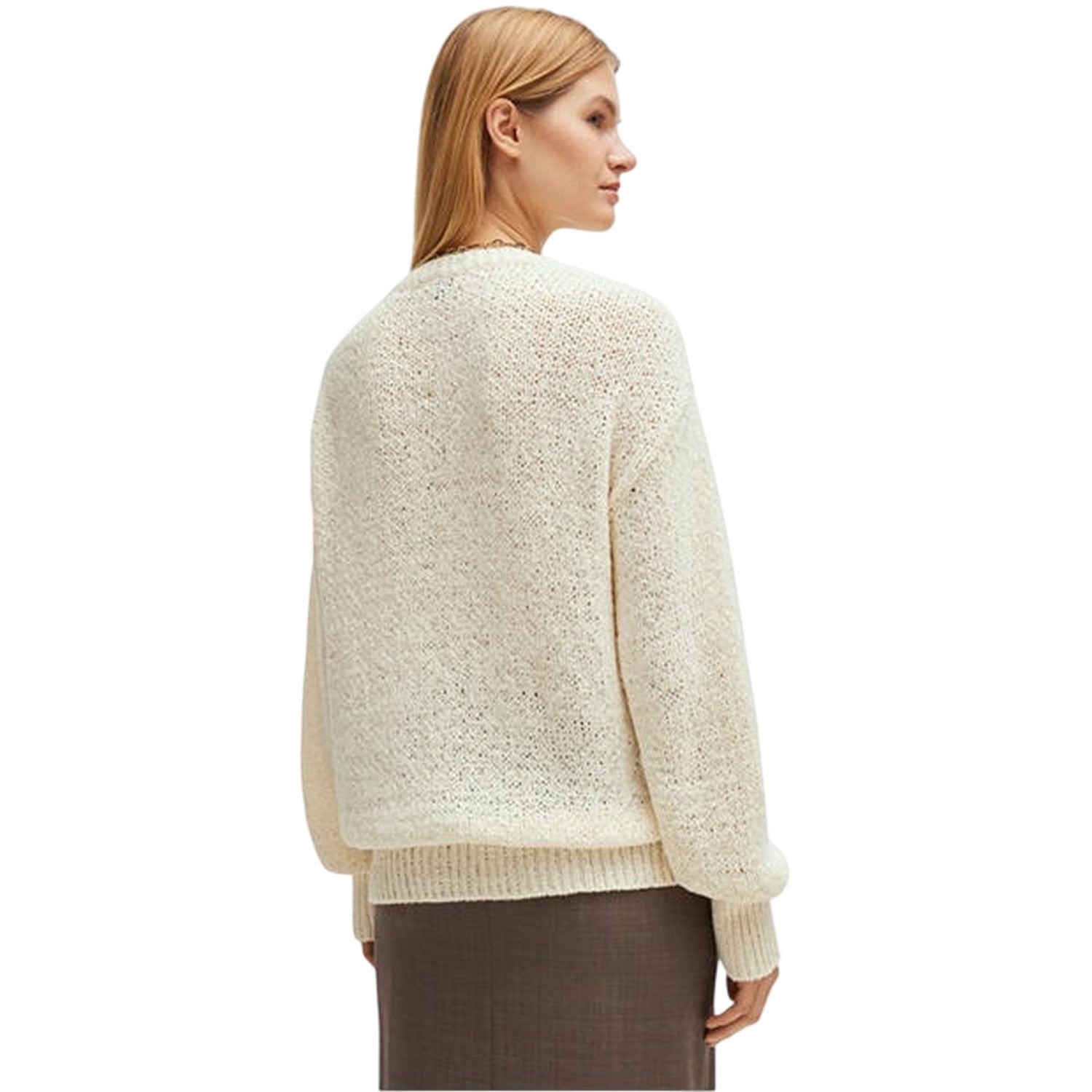 White - Back - Boss Womens-Ladies Textured Wool Jumper