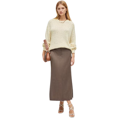 White - Lifestyle - Boss Womens-Ladies Textured Wool Jumper