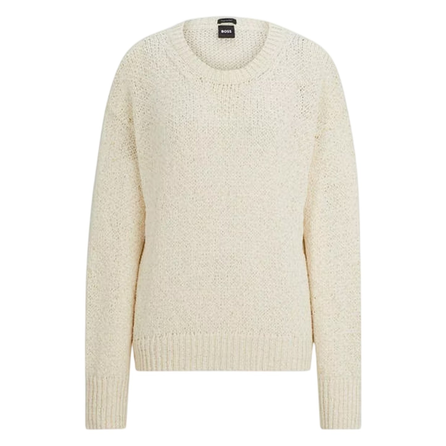 White - Front - Boss Womens-Ladies Textured Wool Jumper