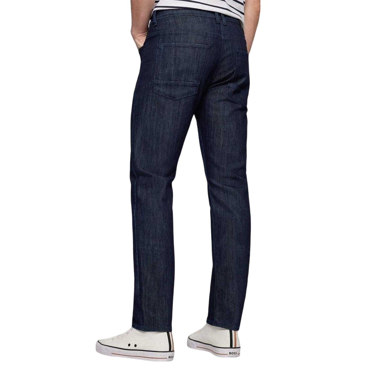 Navy - Back - Boss Mens Delaware3 Dark Wash Slim Jeans
