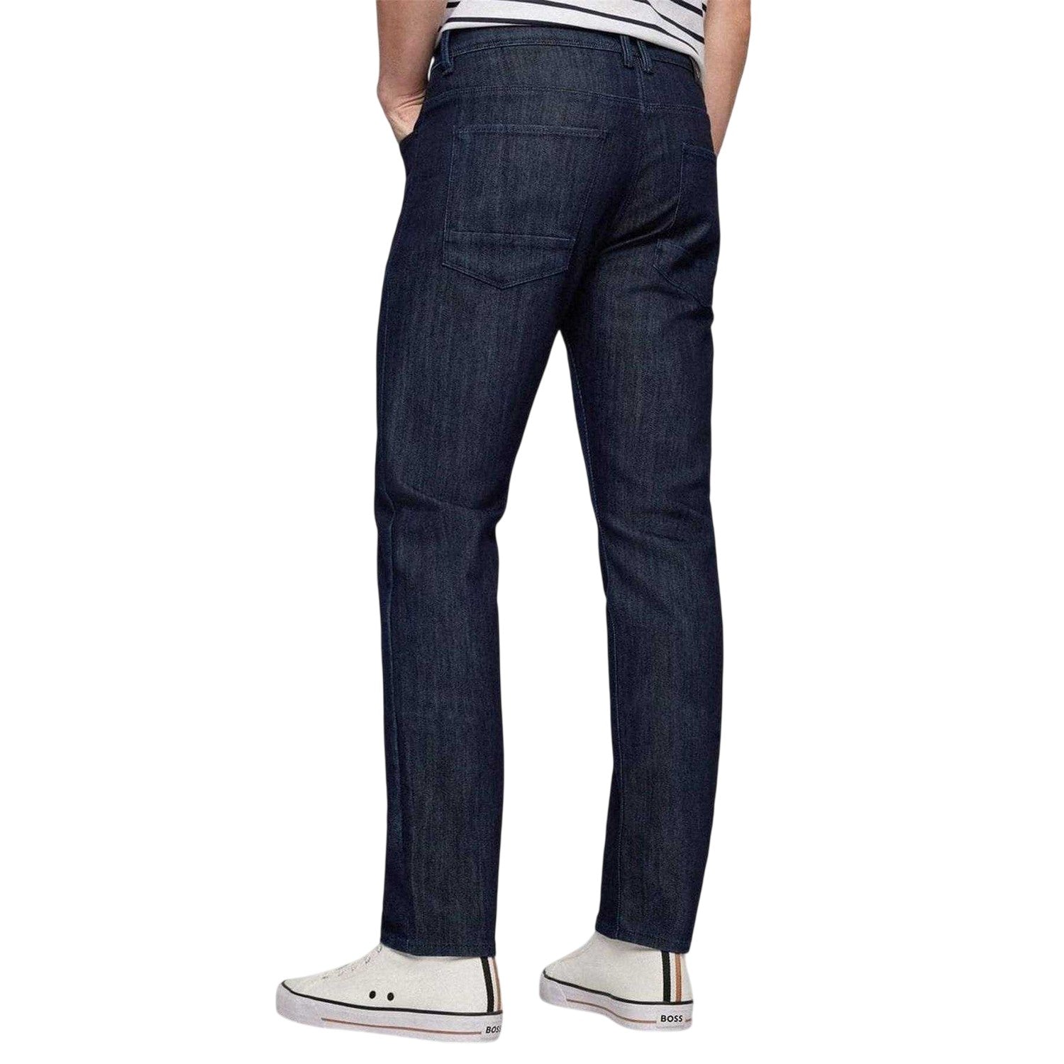 Navy - Back - Boss Mens Delaware3 Dark Wash Slim Jeans
