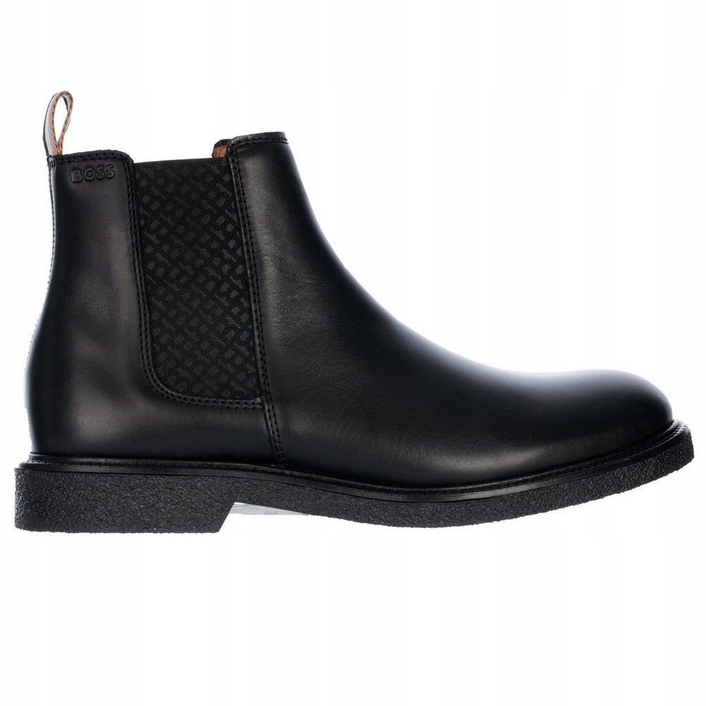 Black - Side - Boss Mens Tunley Leather Chelsea Boots
