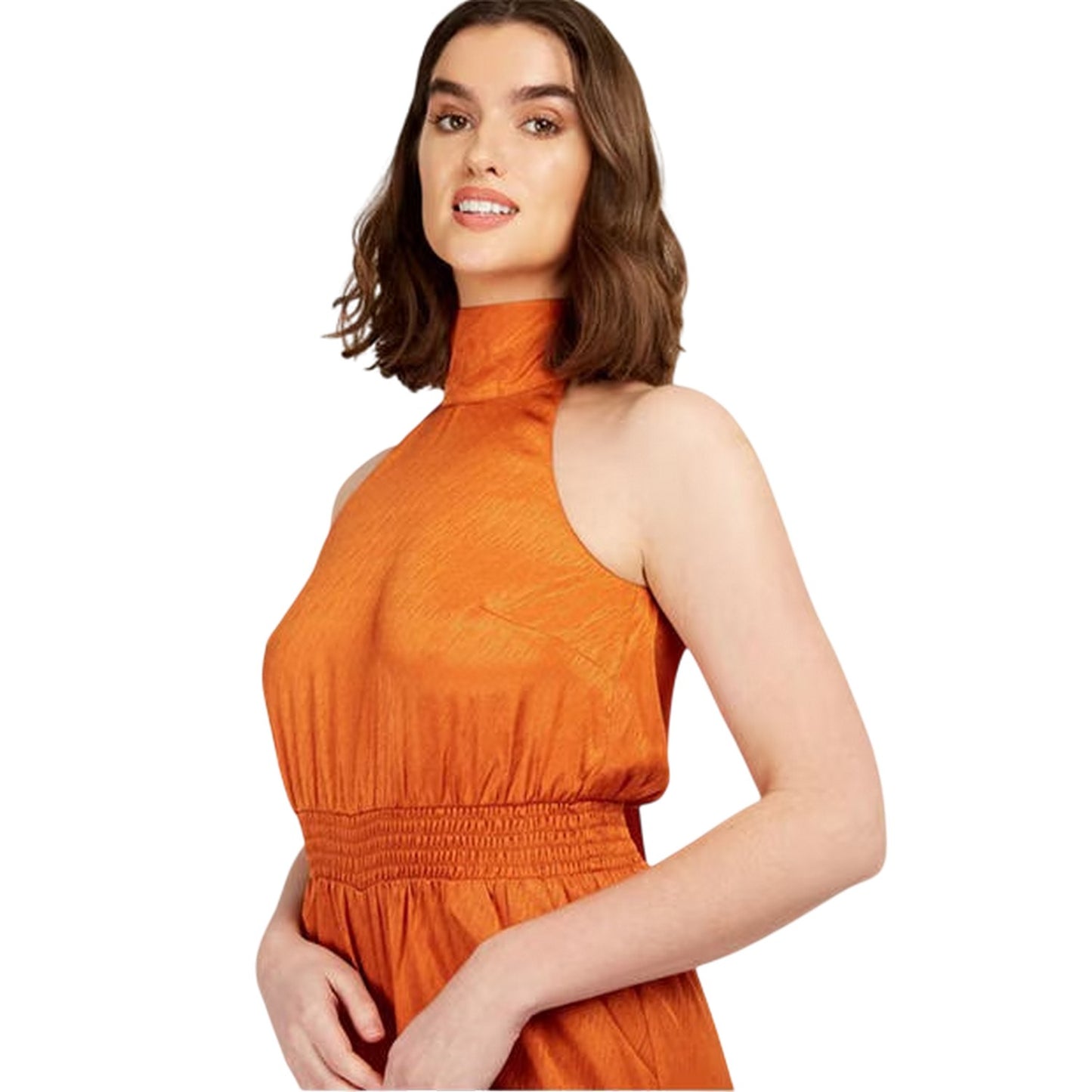 Copper - Side - Little Mistress Womens-Ladies Halter Neck Relaxed Fit Sleeveless Jumpsuit