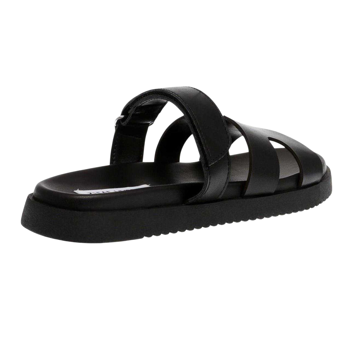 Black - Back - Steve Madden Childrens-Kids Missile-E Leather Flatform Slides