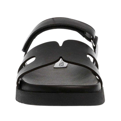 Black - Lifestyle - Steve Madden Childrens-Kids Missile-E Leather Flatform Slides