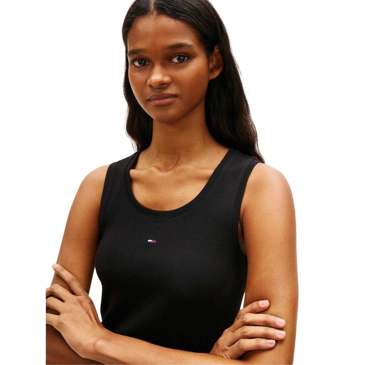 Black - Lifestyle - Tommy Jeans Womens-Ladies Essential Ribbed Longline Camisole
