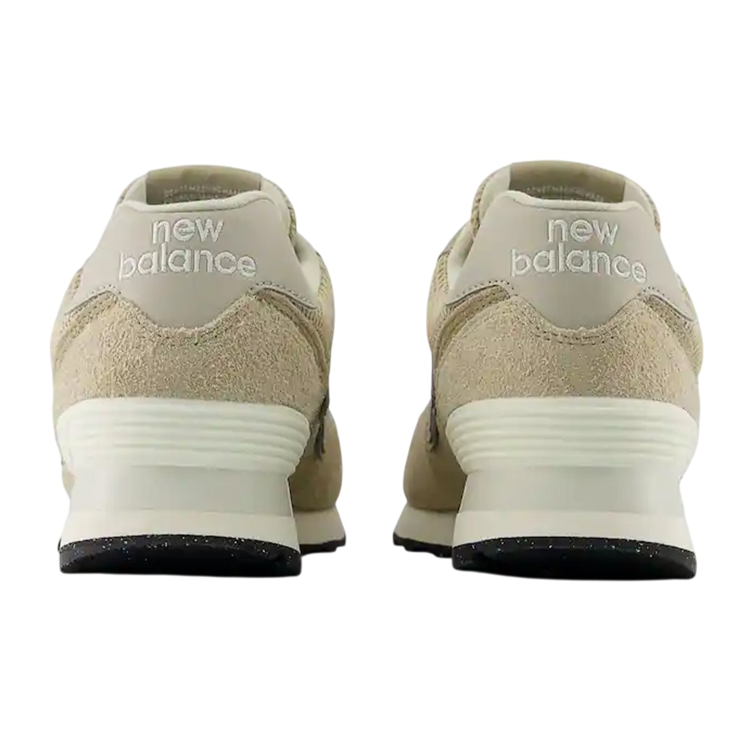 Beige-White - Back - New Balance Womens-Ladies 574 Suede Wedge Trainers