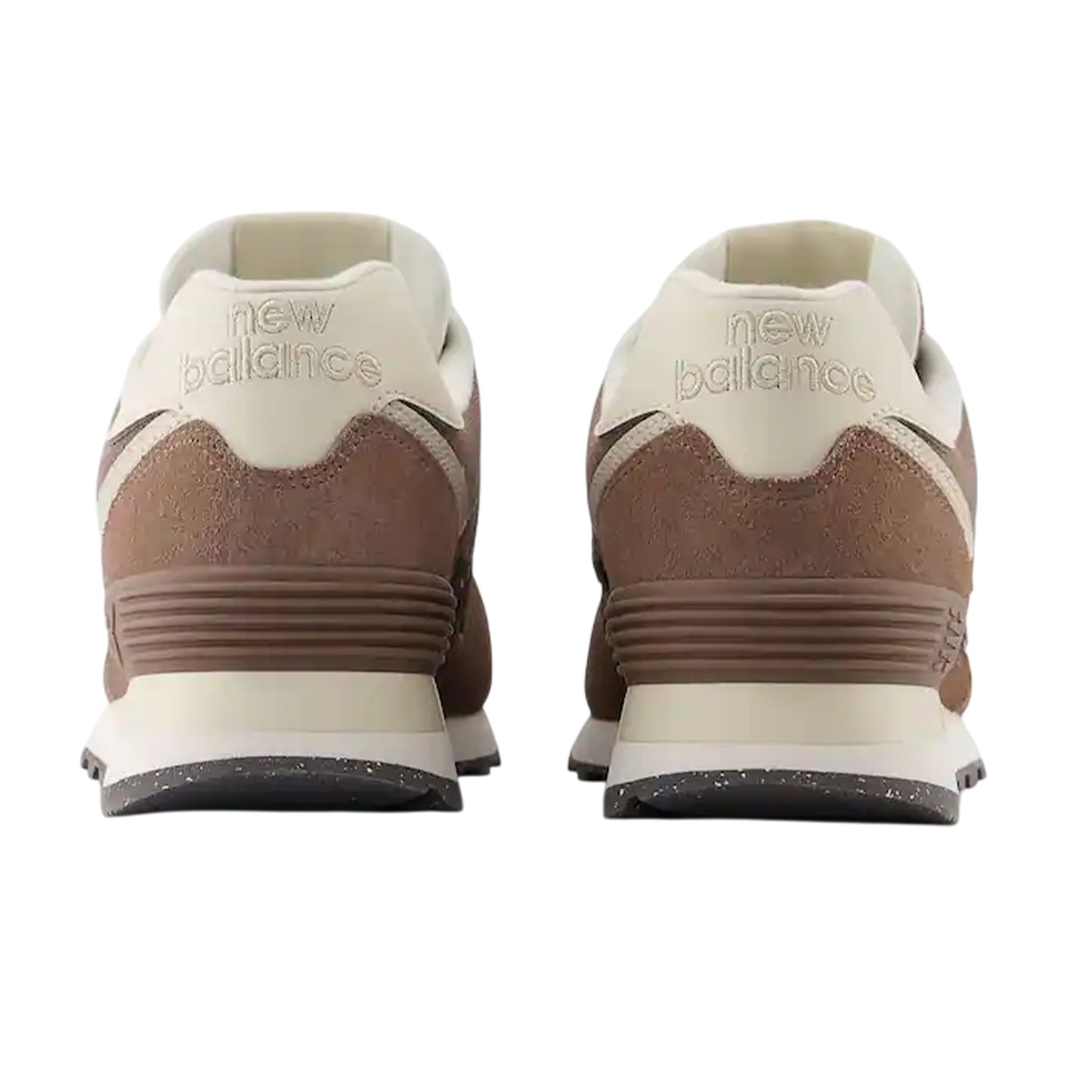Brown-White - Back - New Balance Womens-Ladies 574 Suede Wedge Trainers