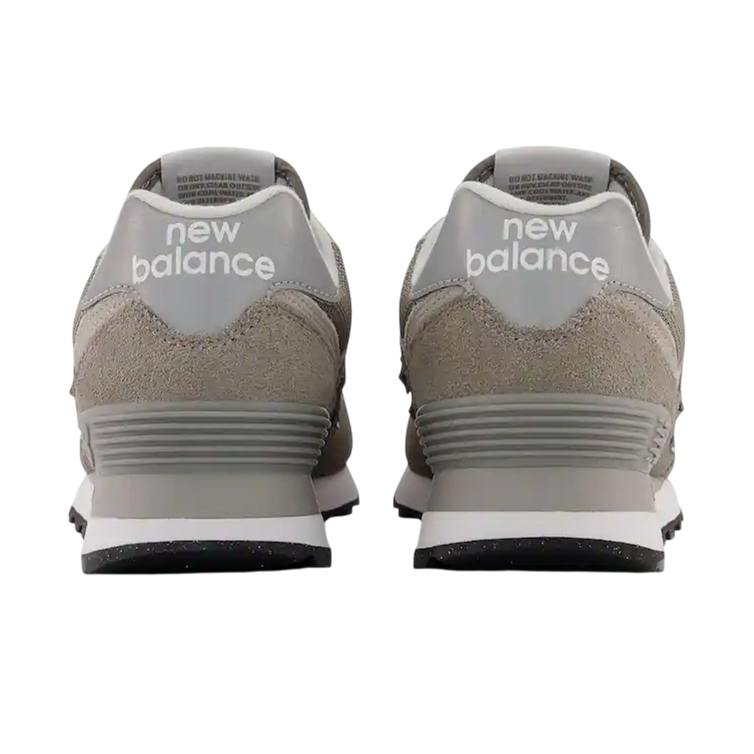 Grey - Back - New Balance Womens-Ladies 574 Suede Wedge Trainers