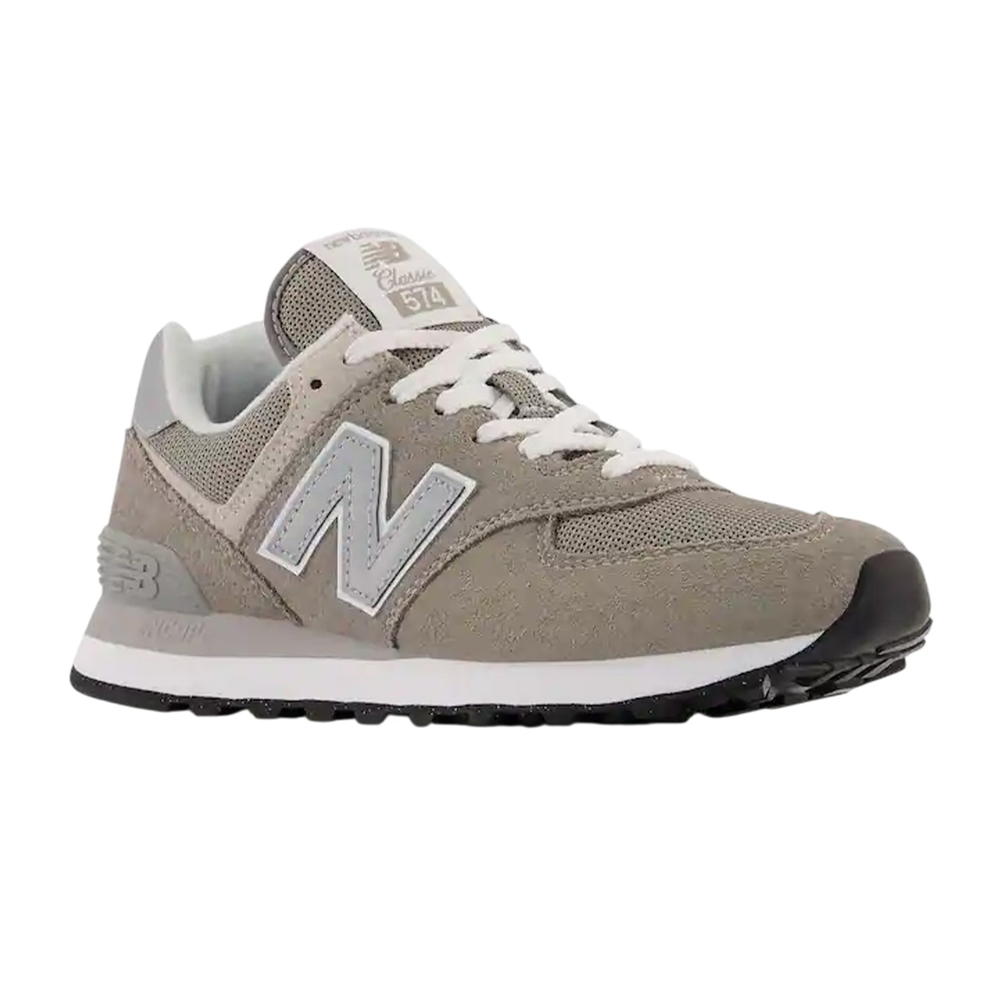 Grey - Close up - New Balance Womens-Ladies 574 Suede Wedge Trainers