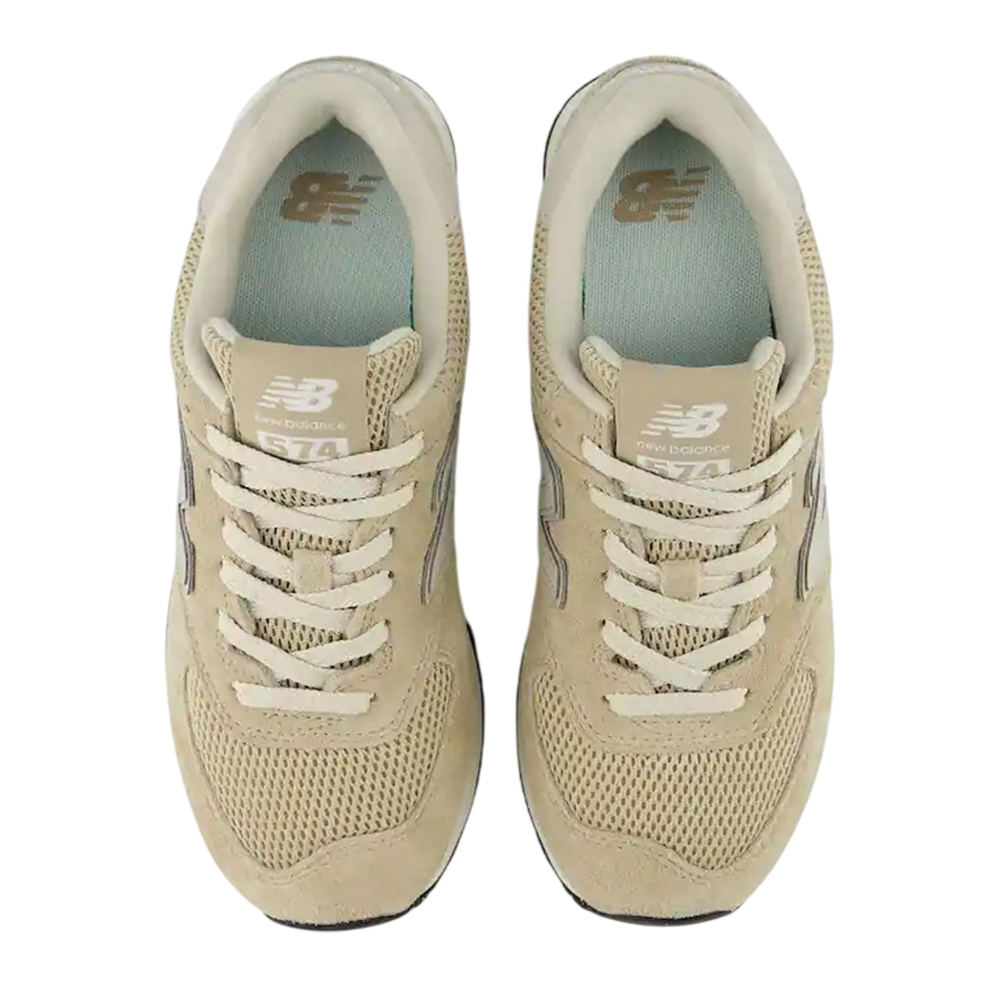 Beige-White - Lifestyle - New Balance Womens-Ladies 574 Suede Wedge Trainers