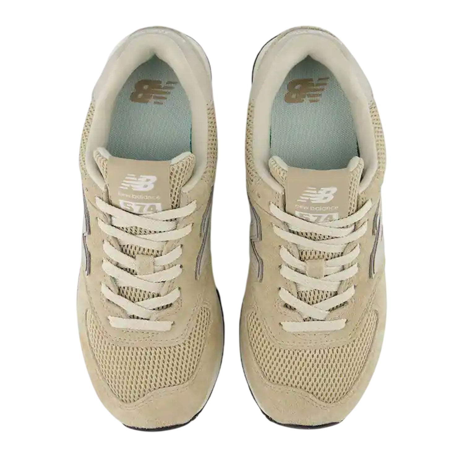 Beige-White - Lifestyle - New Balance Womens-Ladies 574 Suede Wedge Trainers