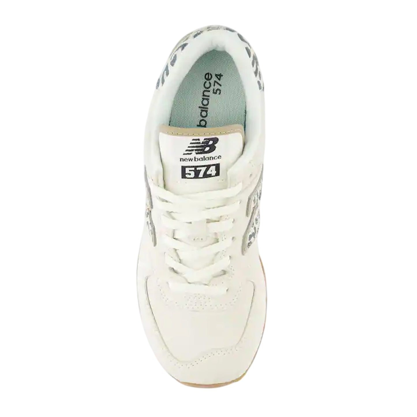 Neutral-Animalier - Side - New Balance Womens-Ladies 574 Suede Wedge Trainers