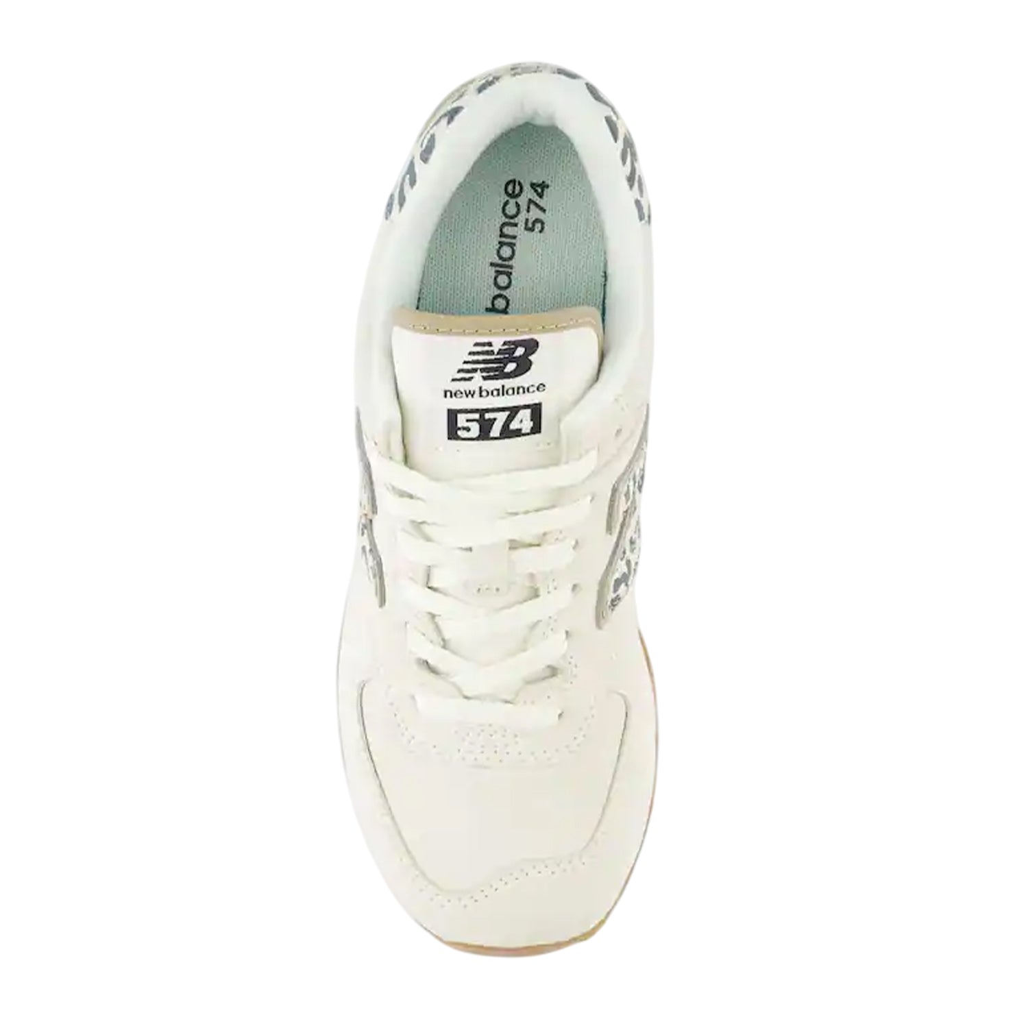 Neutral-Animalier - Side - New Balance Womens-Ladies 574 Suede Wedge Trainers