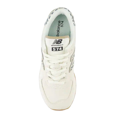 Neutral-Animalier - Side - New Balance Womens-Ladies 574 Suede Wedge Trainers