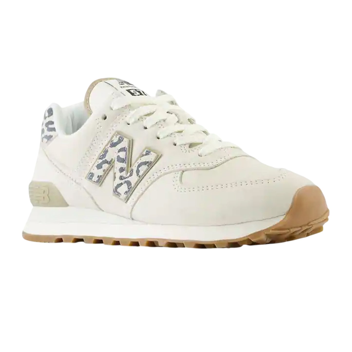 Neutral-Animalier - Pack Shot - New Balance Womens-Ladies 574 Suede Wedge Trainers