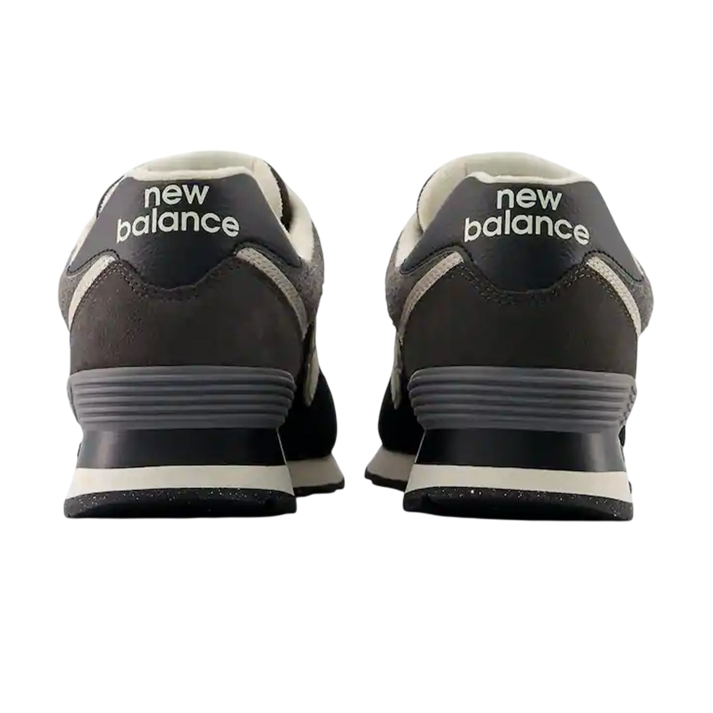 Black-White - Back - New Balance Womens-Ladies 574 Suede Wedge Trainers