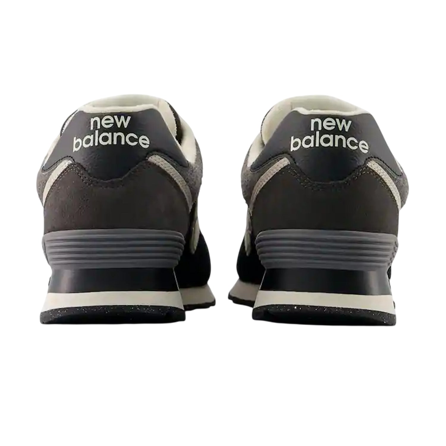 Black-White - Back - New Balance Womens-Ladies 574 Suede Wedge Trainers