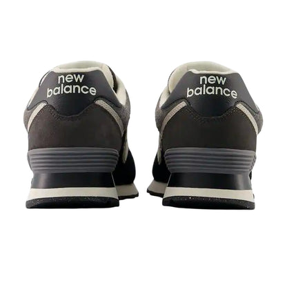 Black-White - Back - New Balance Womens-Ladies 574 Suede Wedge Trainers