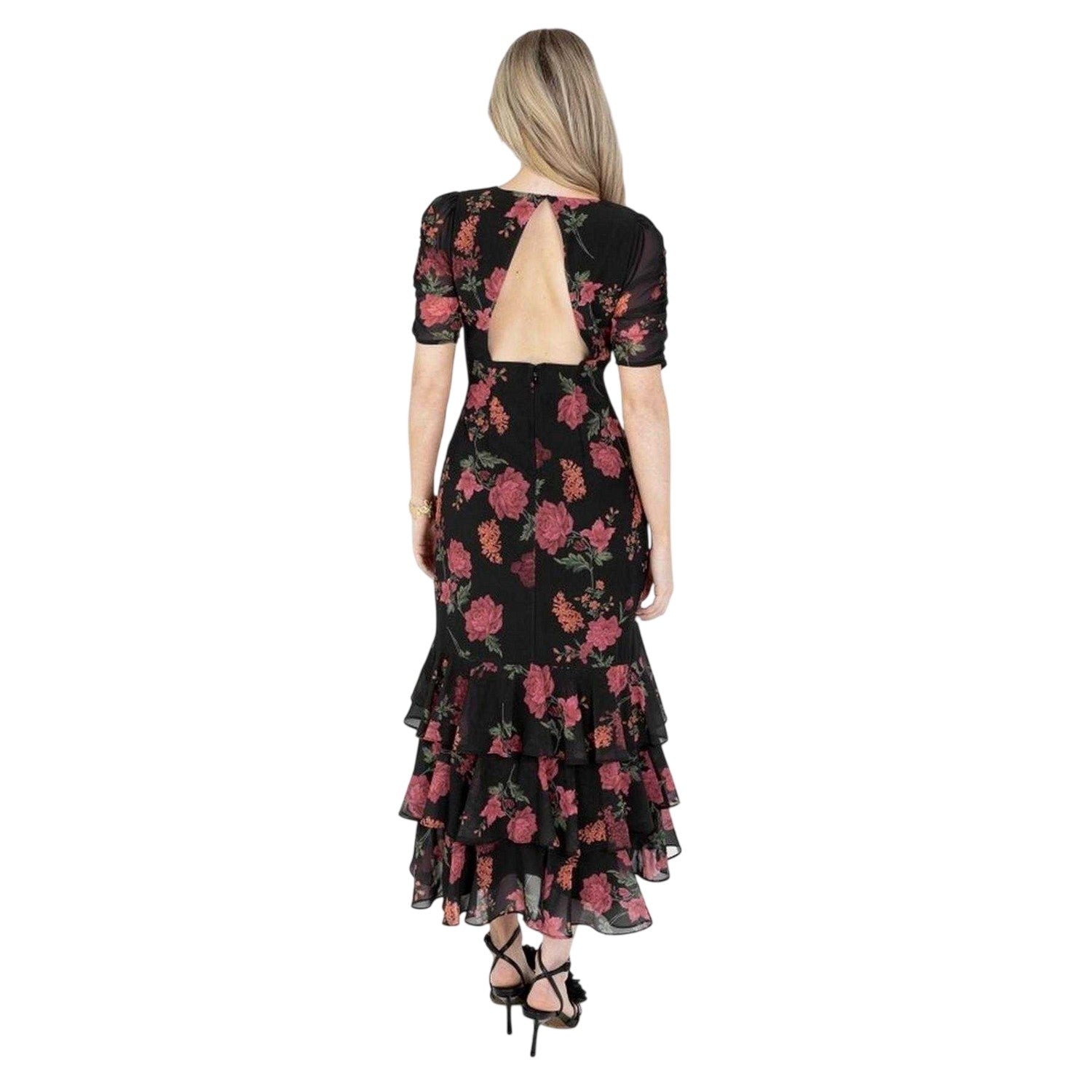 Black - Back - Anaya With Love Womens-Ladies Floral Keyhole Midi Dress