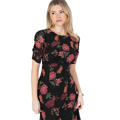 Black - Lifestyle - Anaya With Love Womens-Ladies Floral Keyhole Midi Dress